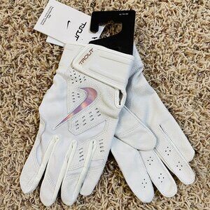 Nike Trout Elite Baseball Batting Gloves White Unisex Adult, Size XL (New)
